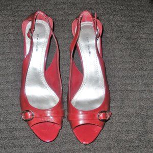 Bandolino Cool Red-Cranberry side strap open toe pump